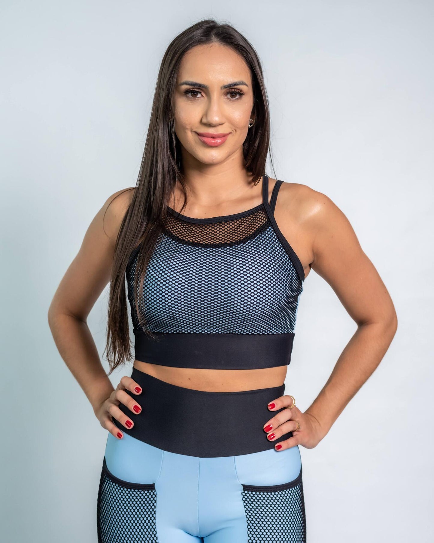 TOP SUPLEX POLIAMIDA COLOR COM DETALHES EM ARRASTÃO ref. 6750