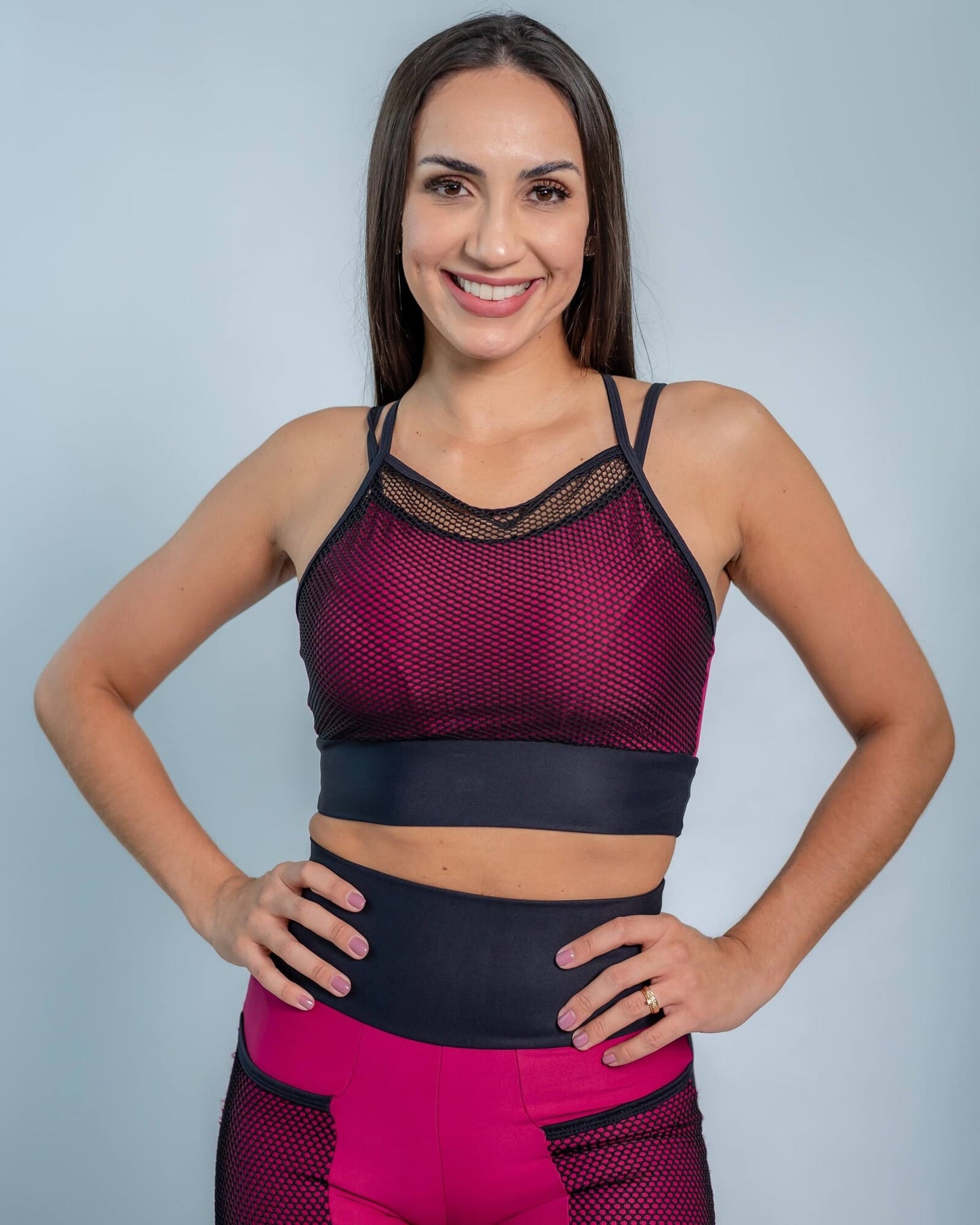 TOP SUPLEX POLIAMIDA COLOR COM DETALHES EM ARRASTÃO ref. 6750